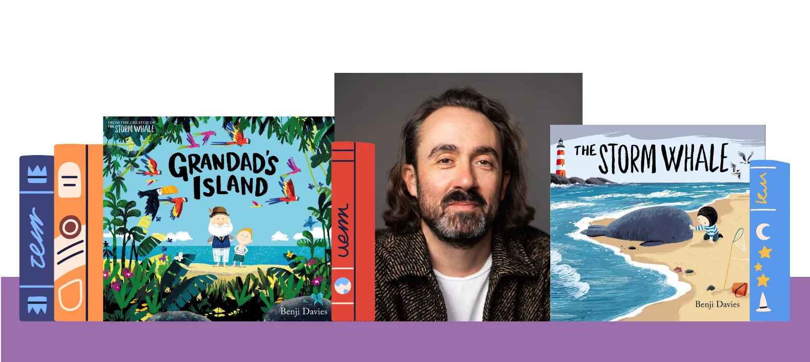 Benji Davies with his books Grandad’s Island and The Storm Whale
